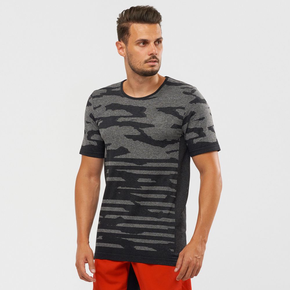 T-Shirts Salomon Homme Noir - Salomon XA CAMO TEE - France (6034-WEHTD)